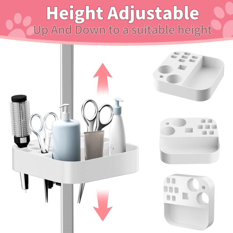 36''Large Dog Grooming Table, Foldable Pet Station at Home, Dog Grooming Table,Adjustable Cat Drying Desktop with Arms, Nooses, Mesh Tray (36Inch Pet Grooming Table Pink)   WL